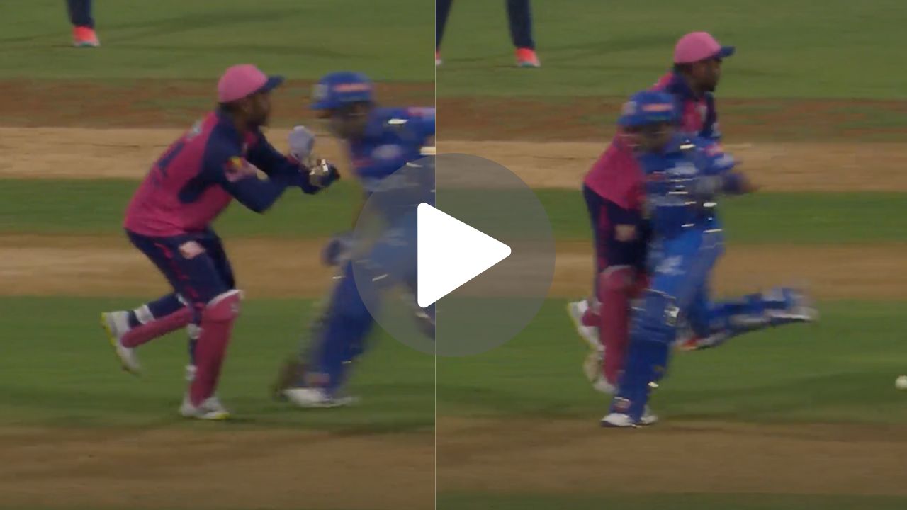 [Watch] Sanju Samson Awkwardly 'Hit On The Box' During Valiant Fielding Effort Vs MI